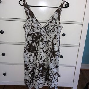 Brown and White Flower Dress